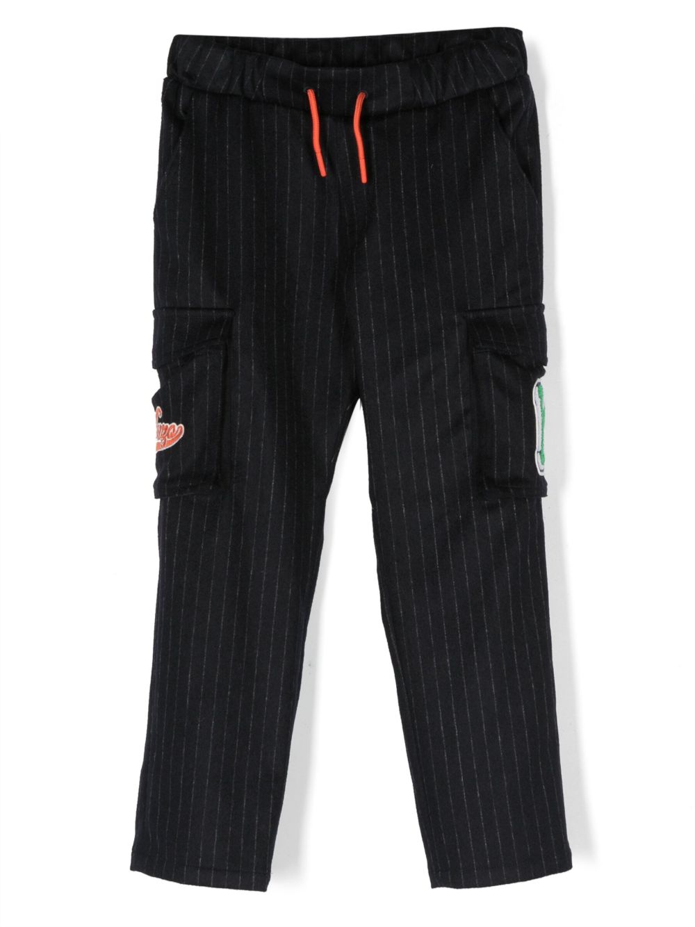 Kenzo Kids 标贴条纹长裤 - 蓝色