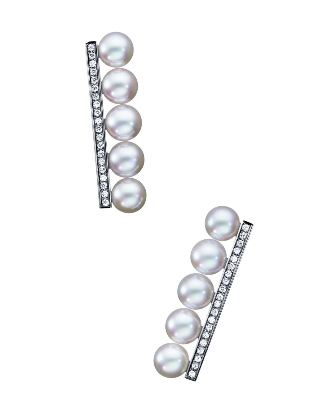 TASAKI 18K白金 Colleciton Line balance plus 钻石密镶耳环 - 银色