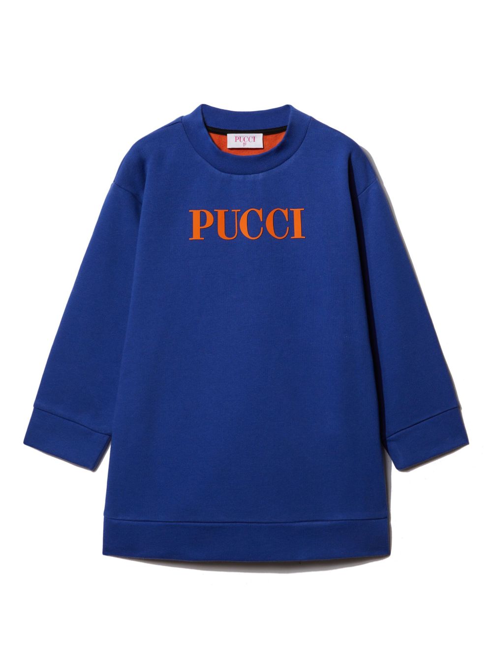 PUCCI Junior logo印花棉连衣裙 - 蓝色