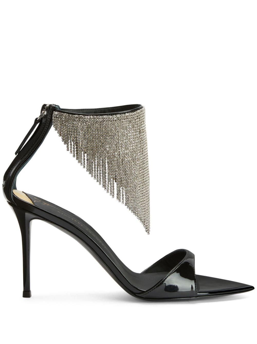 Giuseppe Zanotti Intriigo 高跟晶饰流苏边凉鞋 - 黑色