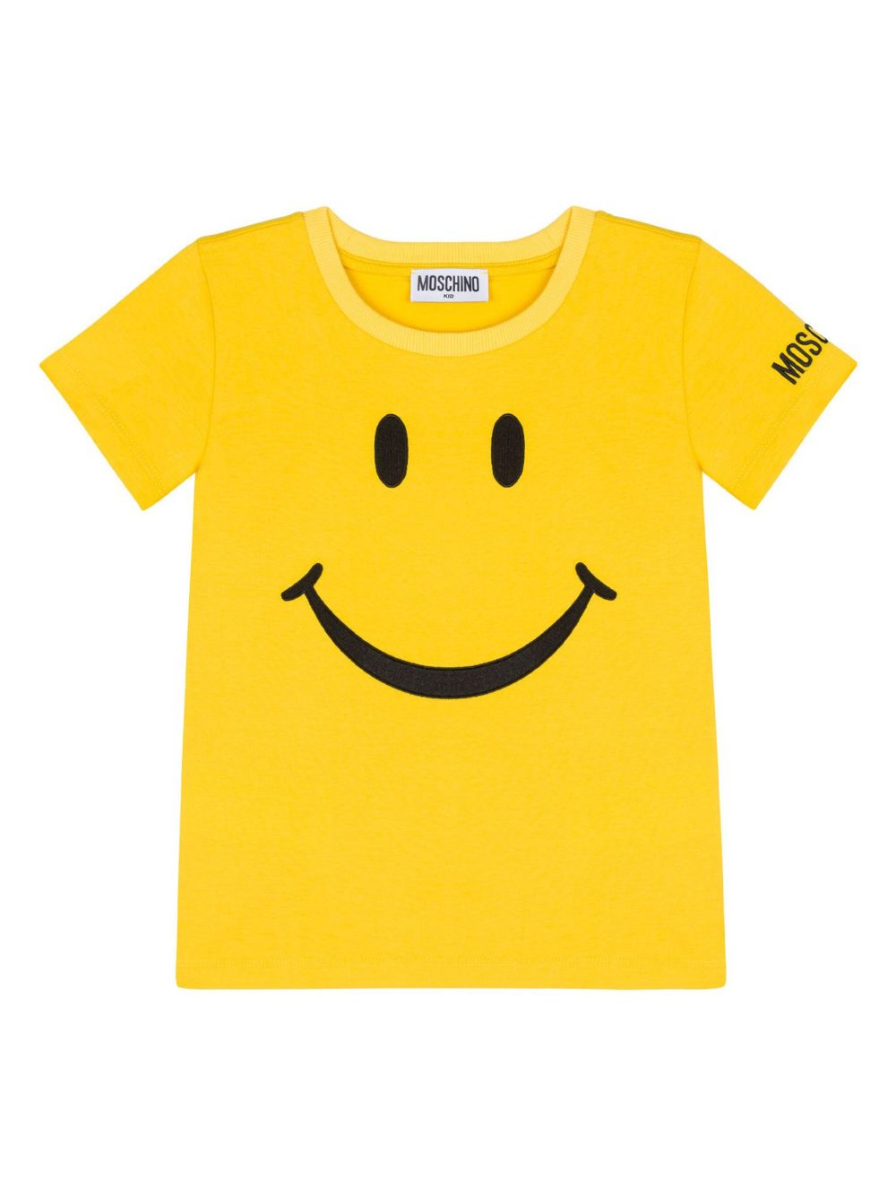 Moschino Kids logo印花棉T恤 - 黄色