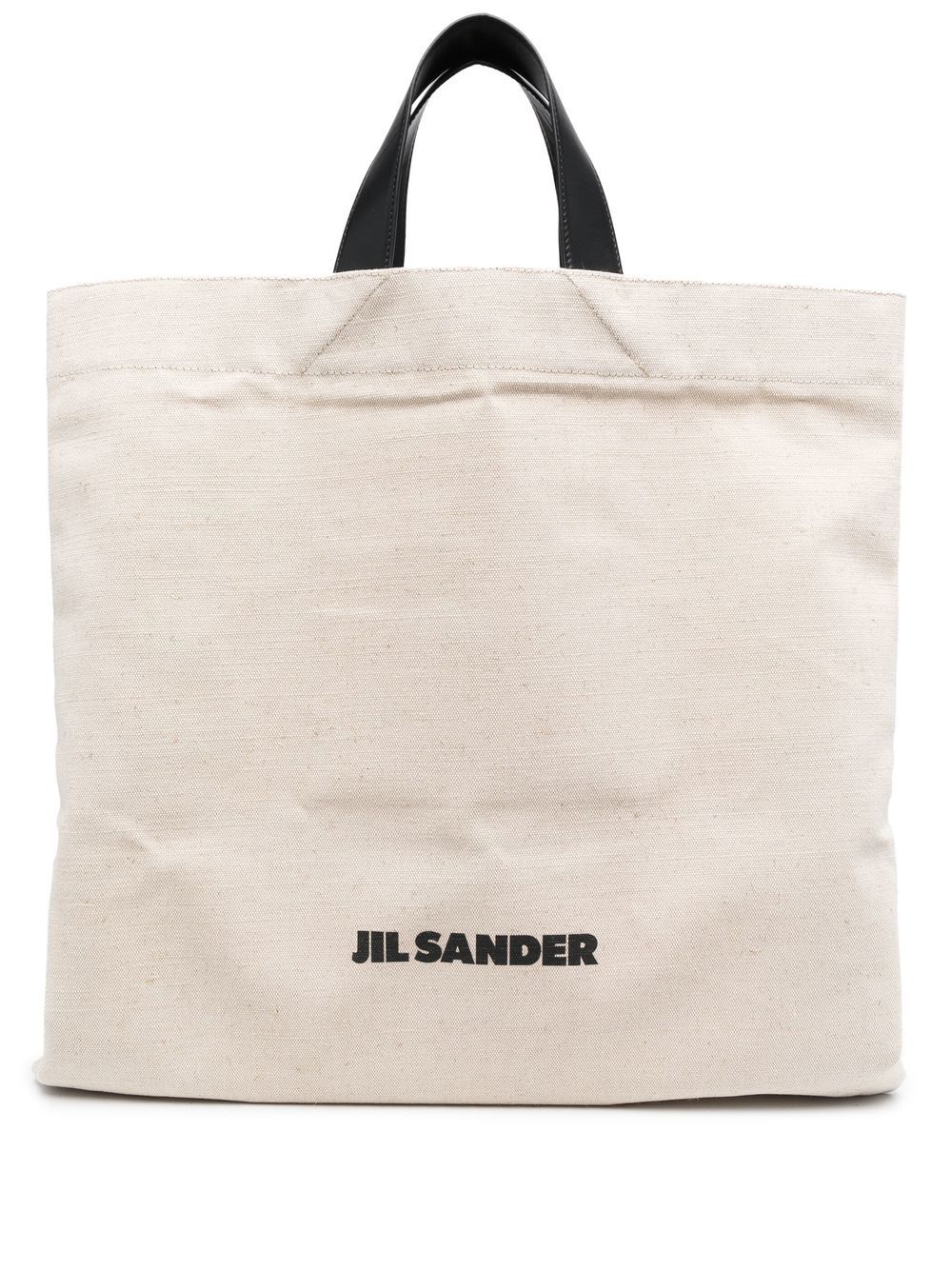 Jil Sander logo印花亚麻托特包 - 中性色