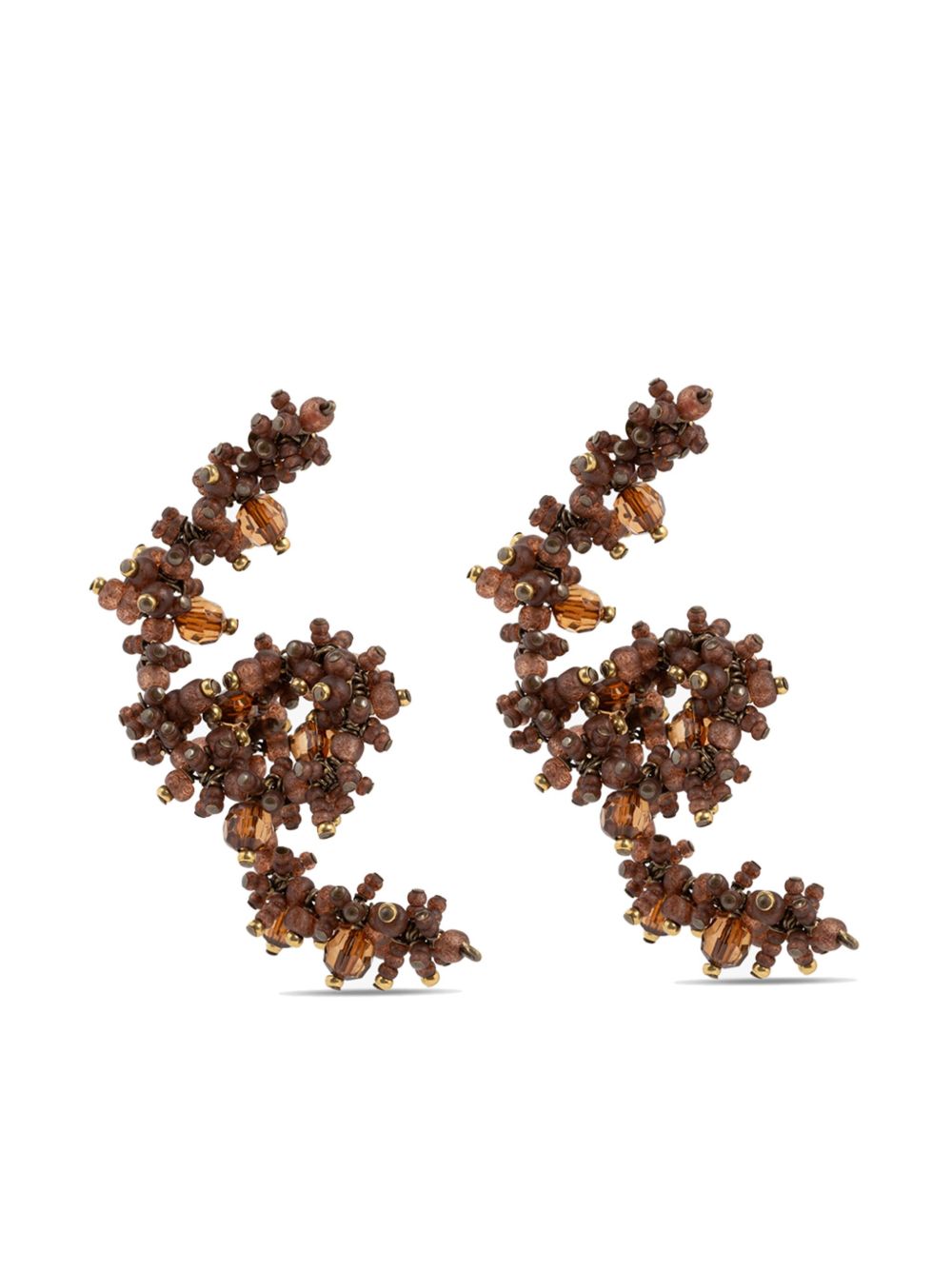DRIES VAN NOTEN 玻璃吊饰耳环 - 褐色