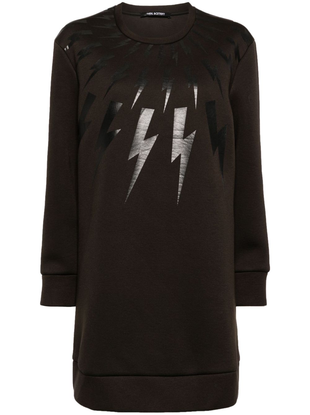 Neil Barrett Lightening Bold 印花迷你连衣裙 - 褐色
