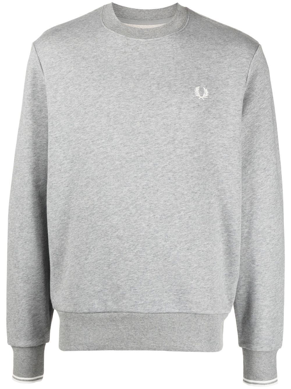 Fred Perry logo刺绣棉混纺卫衣 - 灰色
