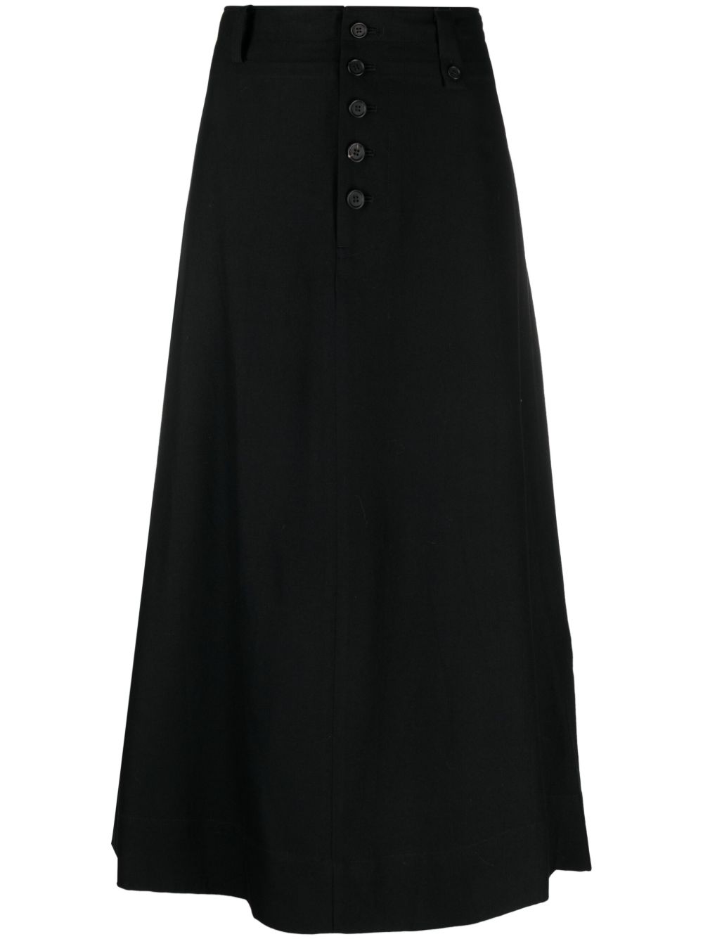 Yohji Yamamoto 高腰A字中长半身裙 - 黑色