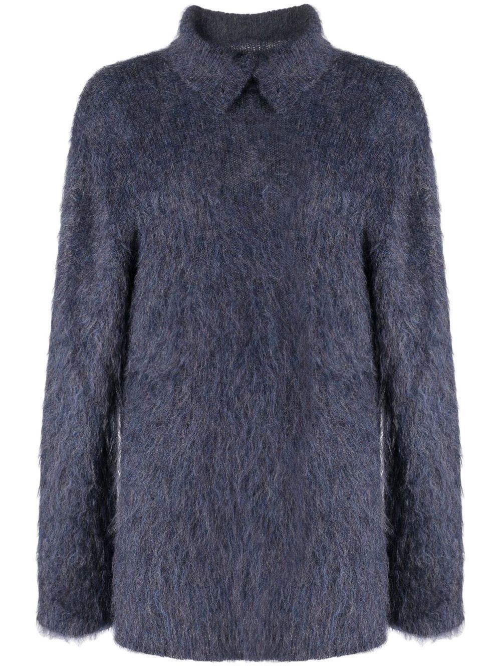 Yohji Yamamoto 长袖高领马海毛毛衣 - 蓝色
