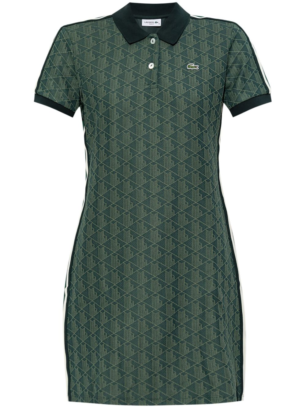 Lacoste 经典logo提花polo领连衣裙 - 绿色