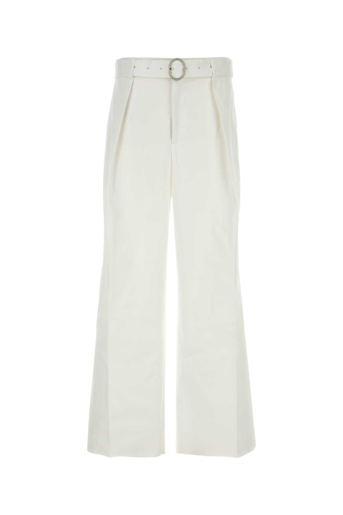 Jil Sander White Cotton Wide-leg Pant