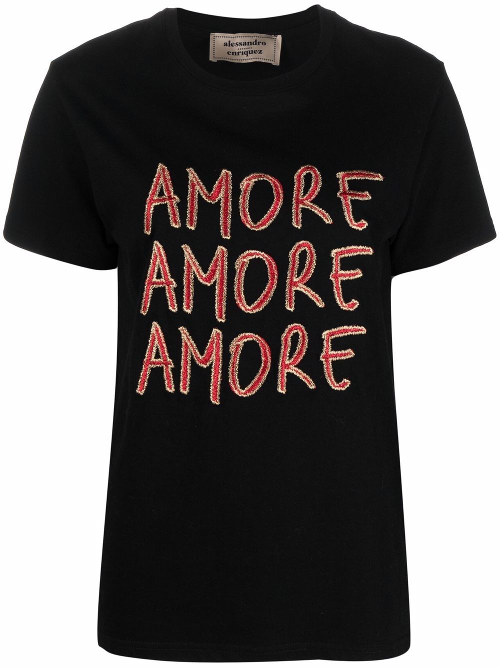 alessandro enriquez Amore 刺绣logo T恤 - 黑色