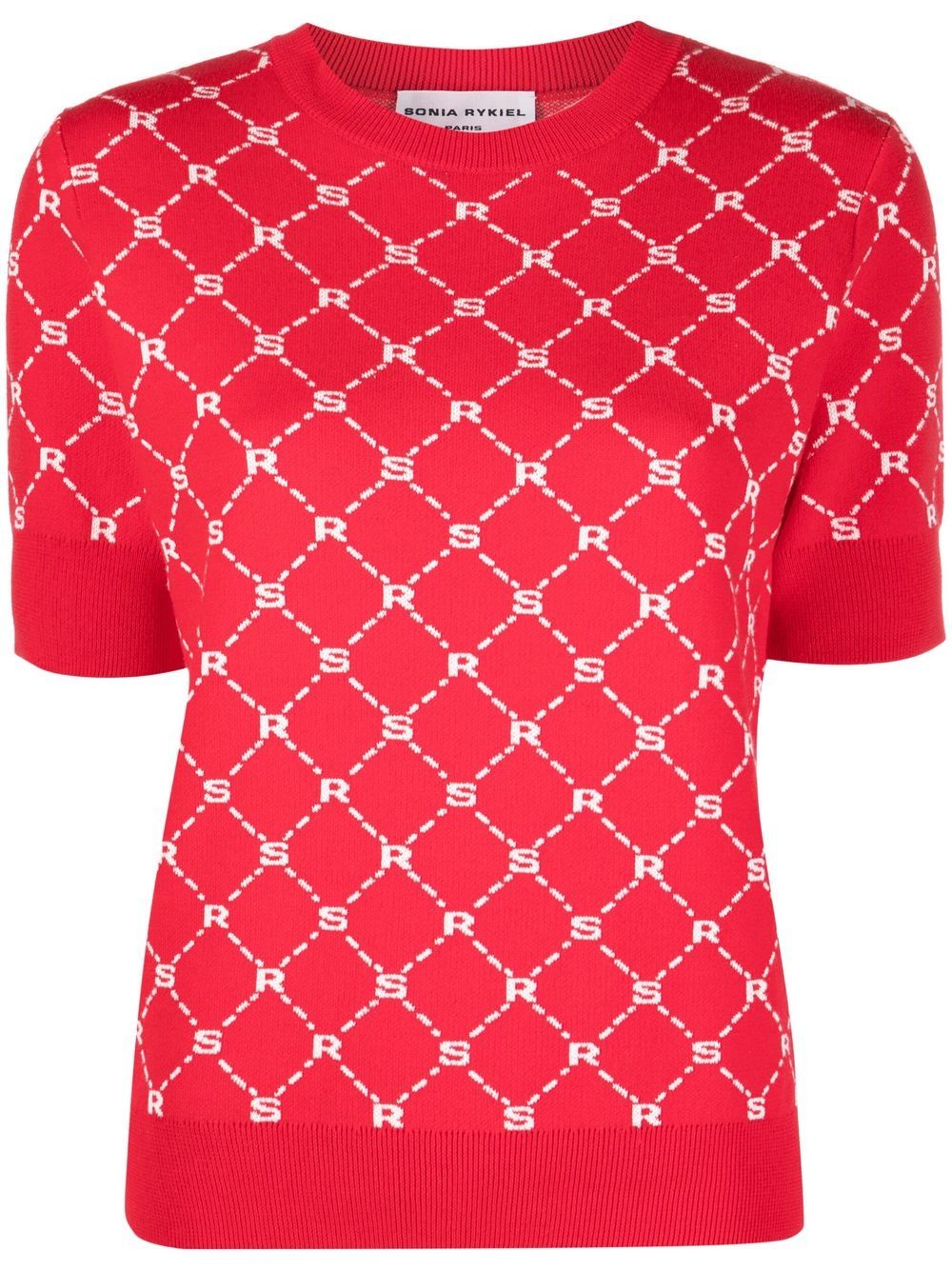 Sonia Rykiel 经典logo图案针织上衣 - 红色