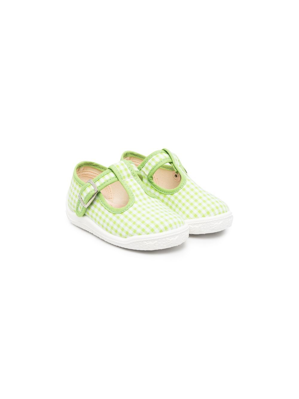 Pépé Kids Vichy 魔术贴平底鞋 - 绿色