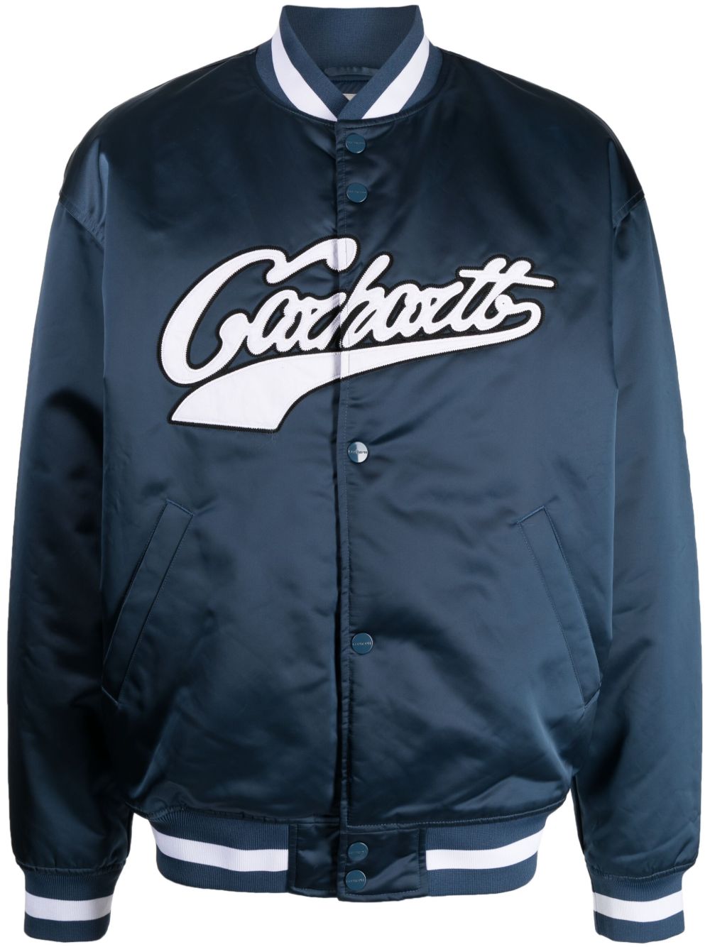 Carhartt WIP logo印花条纹飞行员夹克 - 蓝色