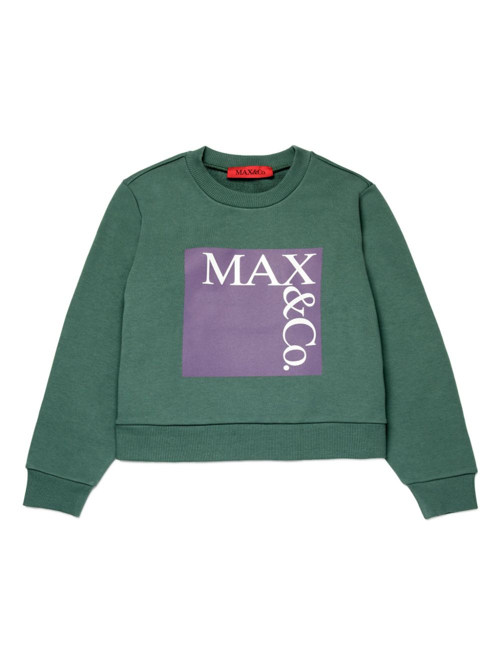 MAX&Co. Kids logo印花棉卫衣 - 绿色