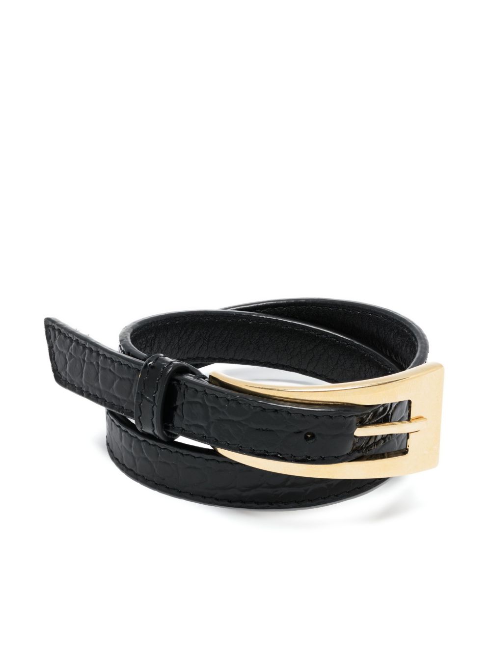 Saint Laurent 双绕环式皮质手环 - 黑色