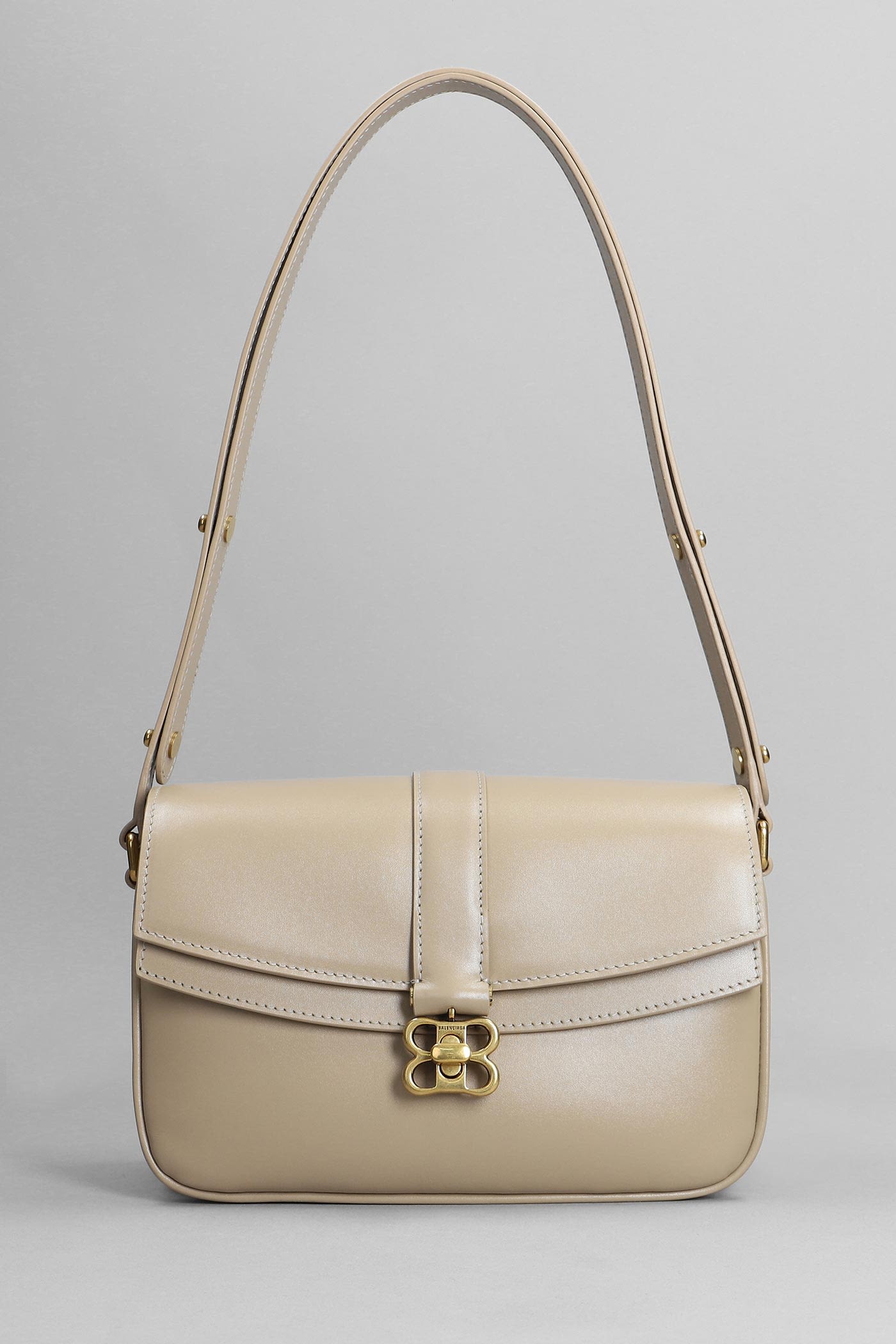 Balenciaga 女士翻盖单肩包 灰褐色皮革