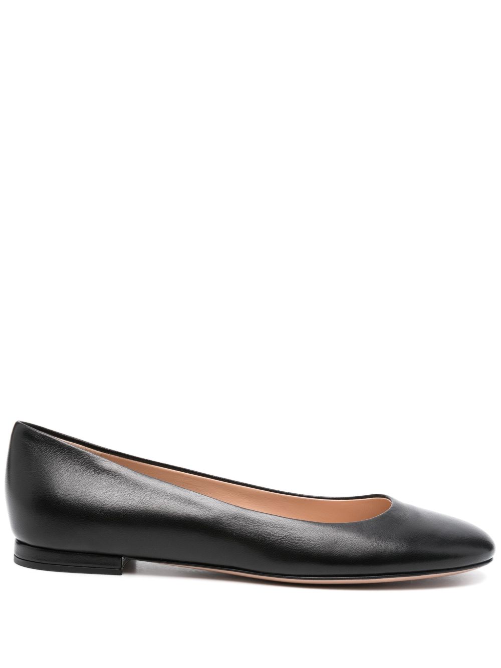 Gianvito Rossi 皮质芭蕾平底鞋 - 黑色