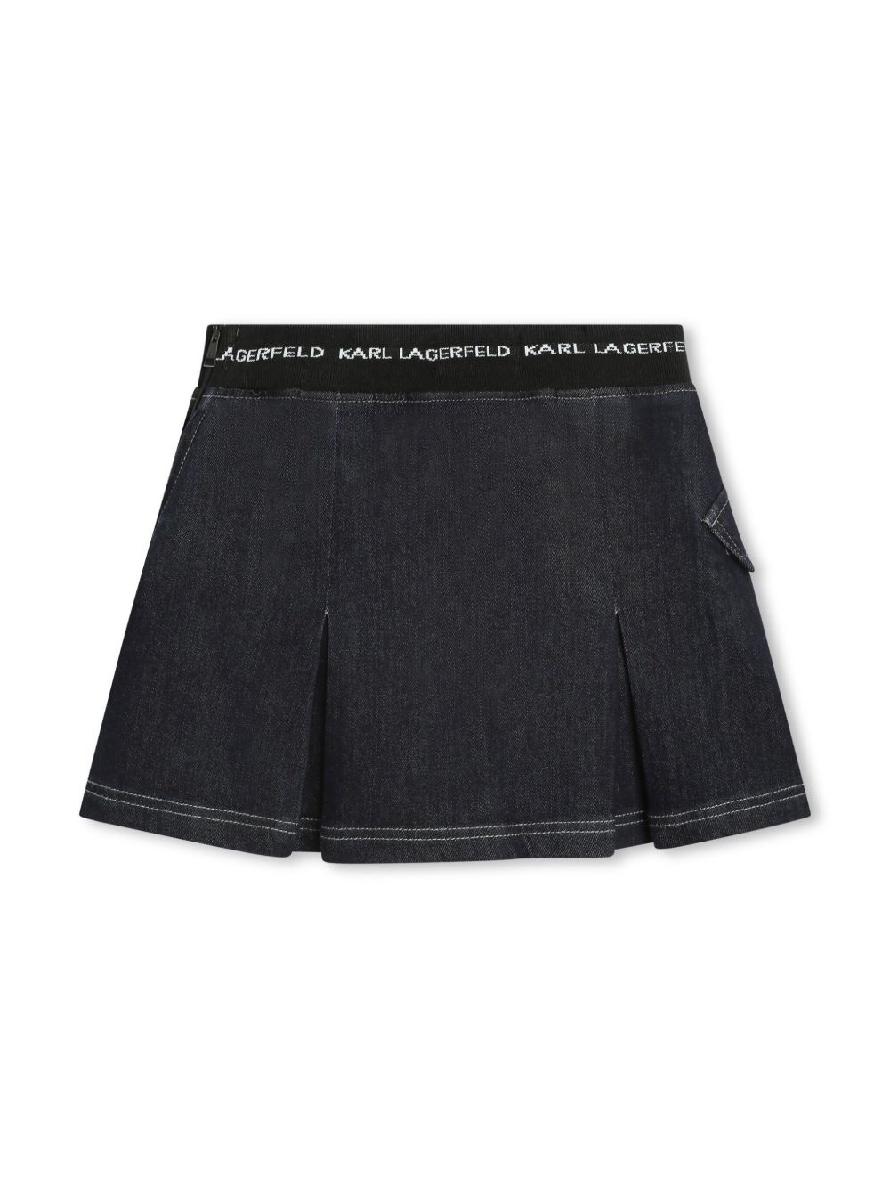 Karl Lagerfeld Kids logo腰边牛仔迷你半身裙 - 黑色