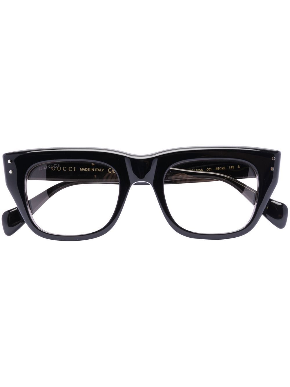 Gucci Eyewear 抛光方框眼镜 - 黑色
