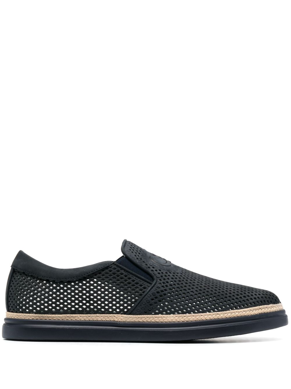 Casadei Nabuk 凹面压花logo皮质运动鞋 - 蓝色