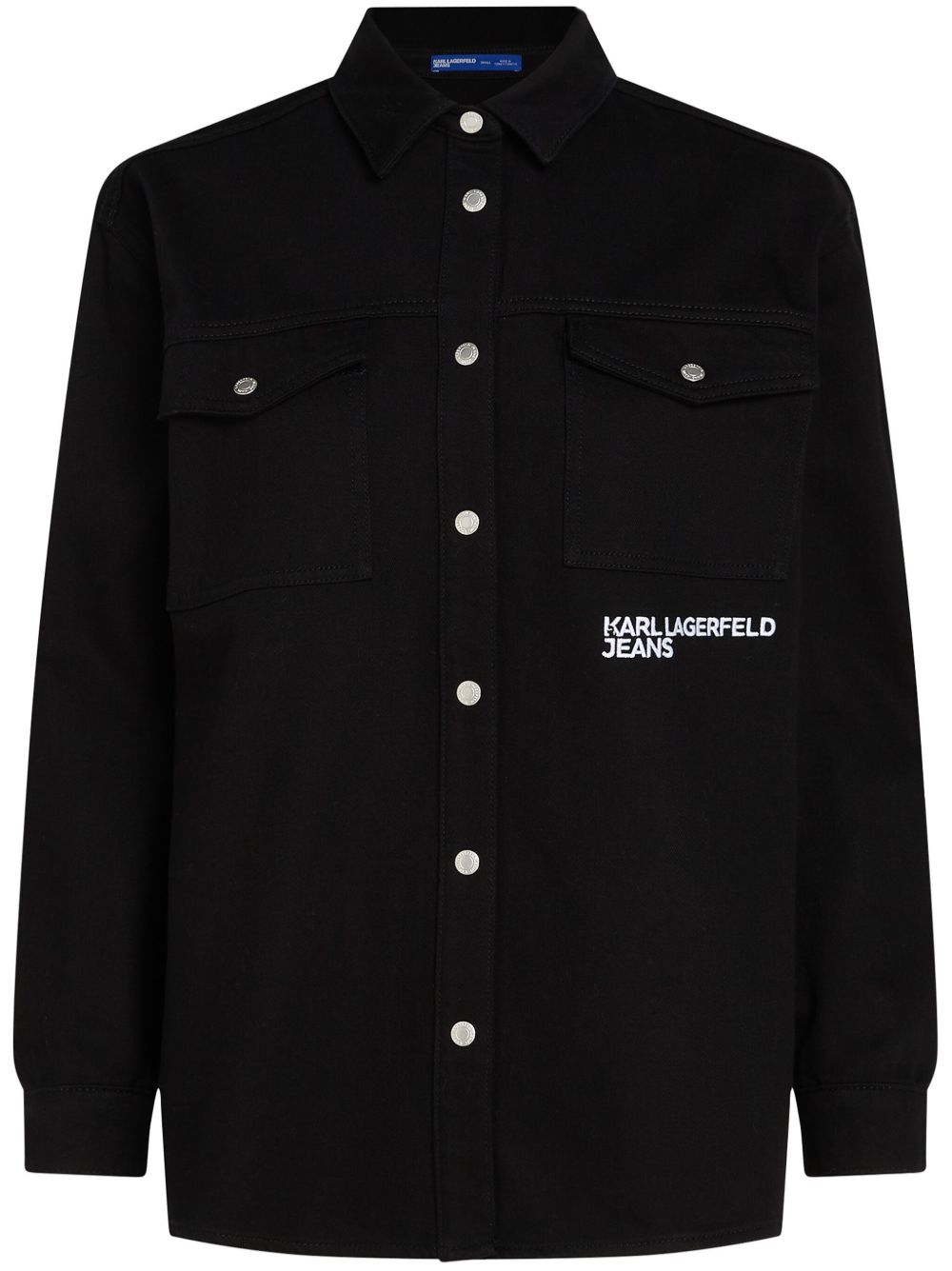 Karl Lagerfeld Jeans logo刺绣夹克式衬衫 - 黑色