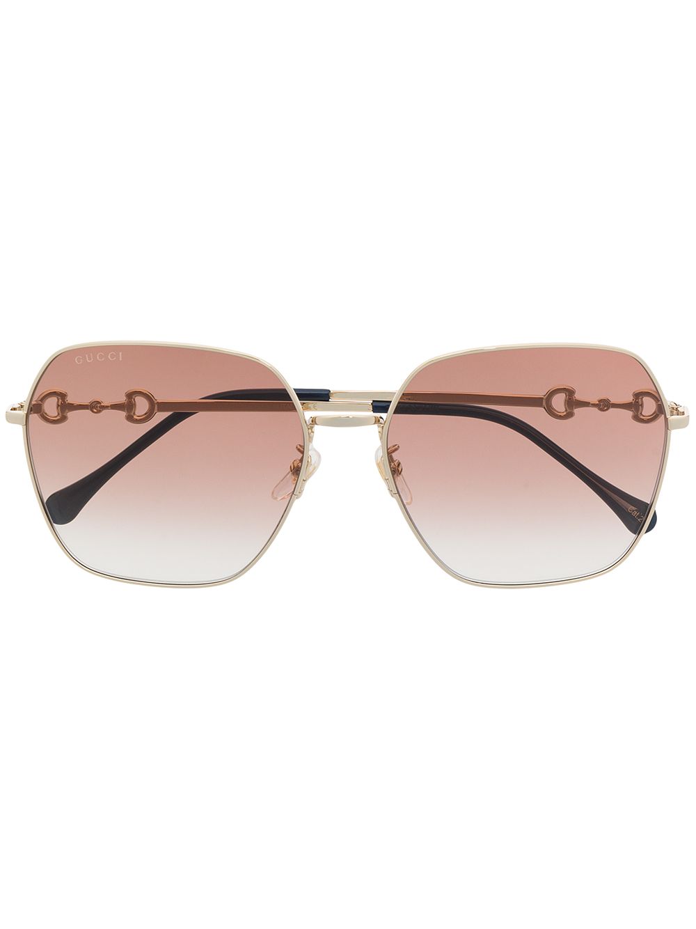 Gucci Eyewear Horsebit 方框太阳眼镜 - 金色