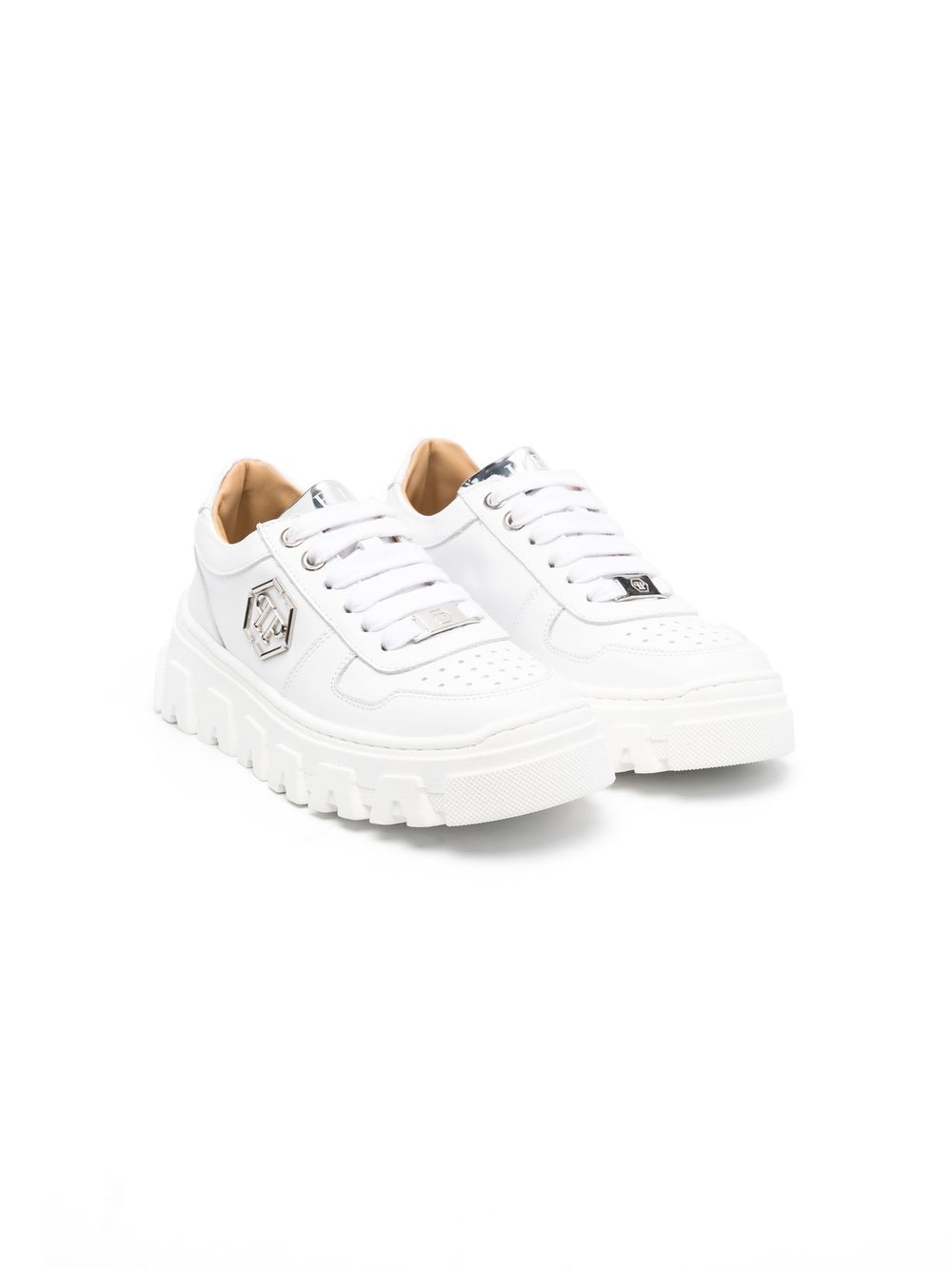 Philipp Plein Junior 标贴运动鞋 - 白色