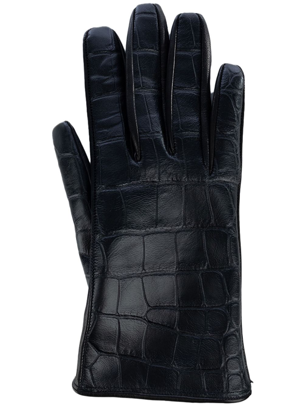 Ermanno Scervino 仿鳄鱼纹压纹皮质手套 - 黑色