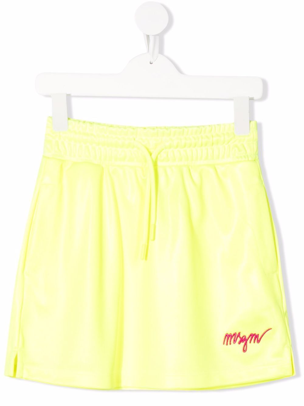 MSGM Kids logo刺绣运动半身裙 - 黄色
