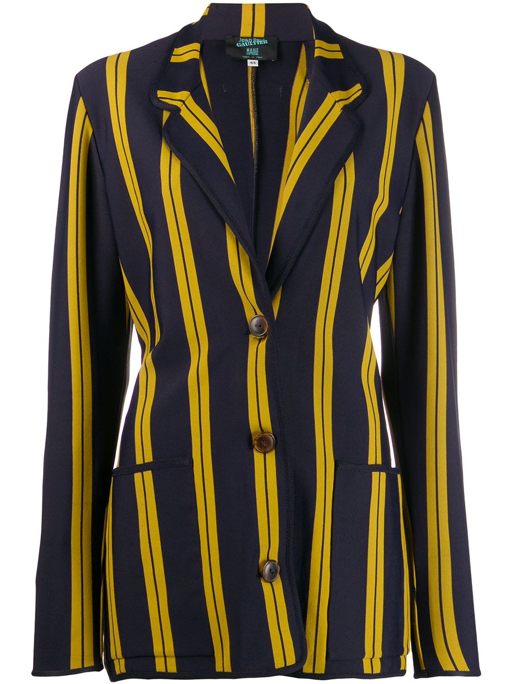 Jean Paul Gaultier Pre-Owned 单排扣条纹西装夹克 - 蓝色