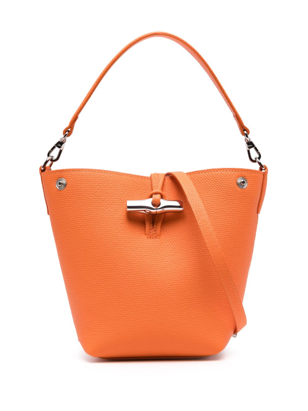 Longchamp XS Le Roseau Essential 皮质水桶包 - 橘色