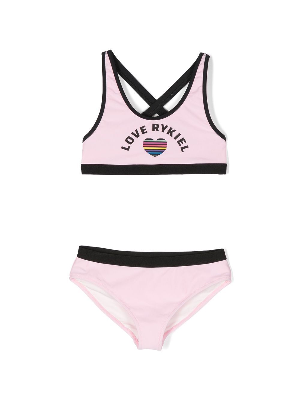 SONIA RYKIEL ENFANT logo印花比基尼套装 - 粉色
