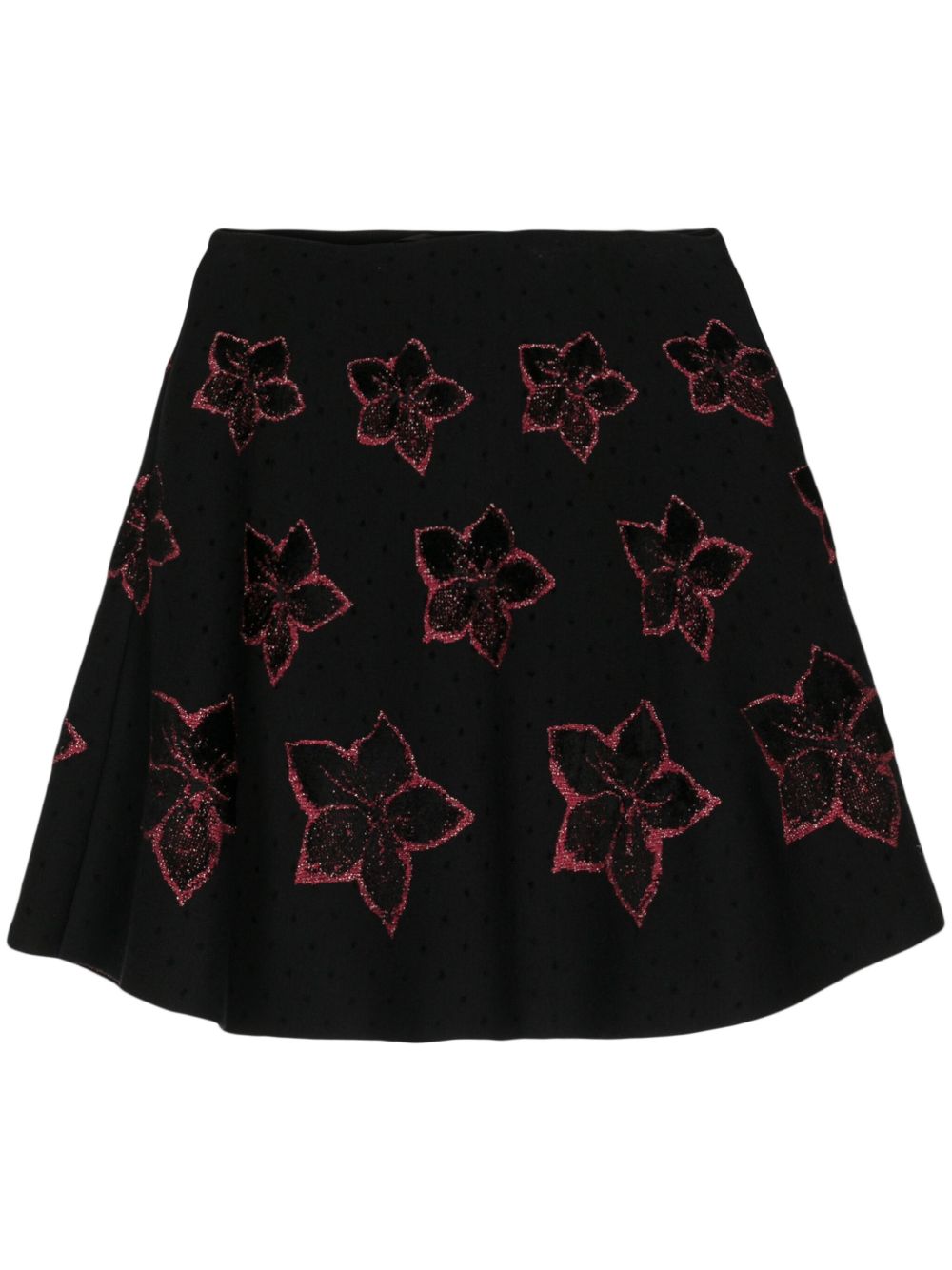 Alaïa Pre-Owned 花卉提花针织迷你半身裙（2010年典藏款） - 黑色