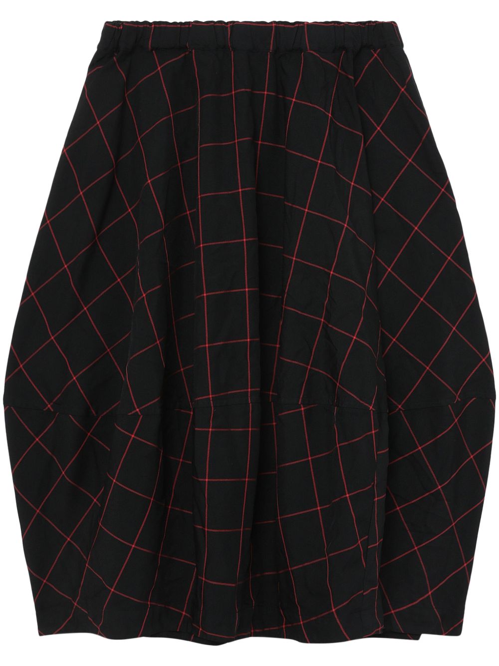 Black Comme Des Garçons 格纹中长半身裙 - 黑色