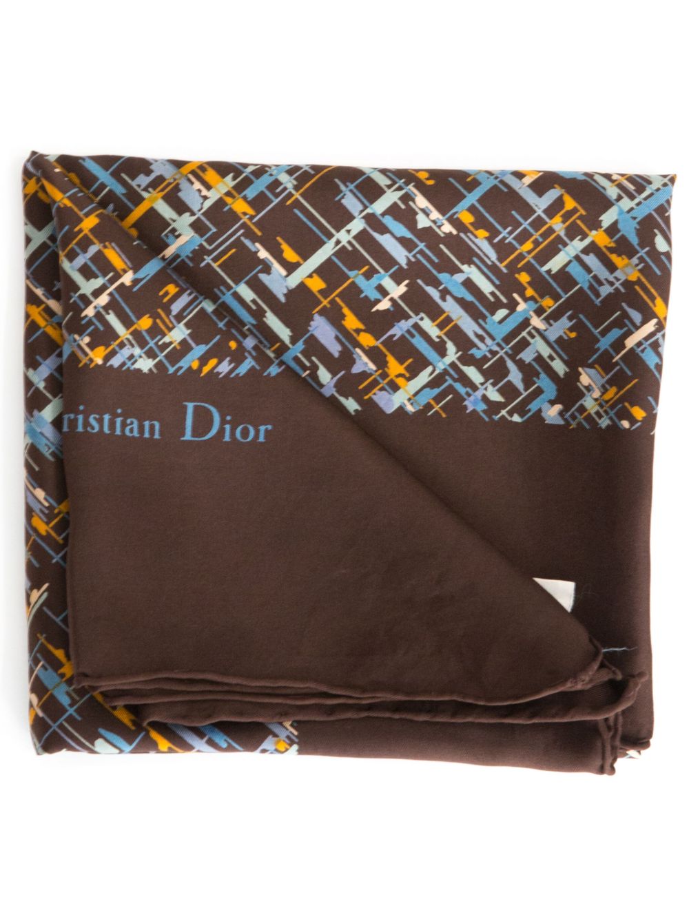 Christian Dior Pre-Owned 抽象印花围巾（1970年代典藏款） - 褐色