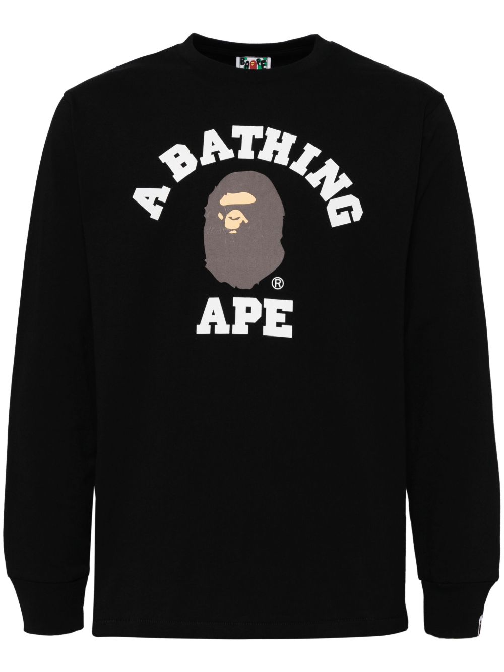 A BATHING APE® logo印花长袖T恤 - 黑色