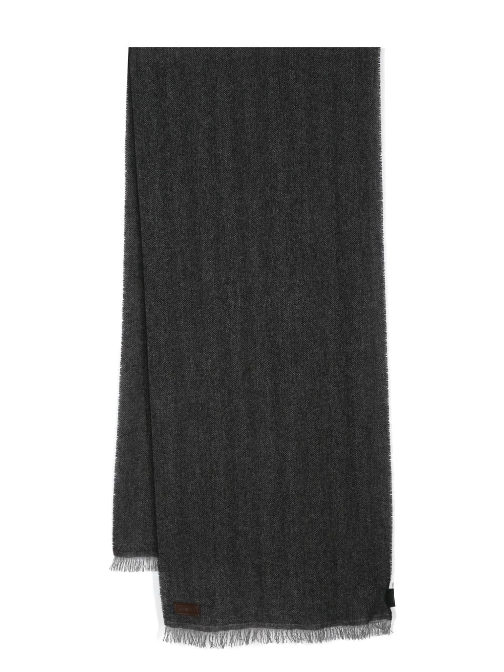 Canali 人字斜纹针织围巾 - 灰色