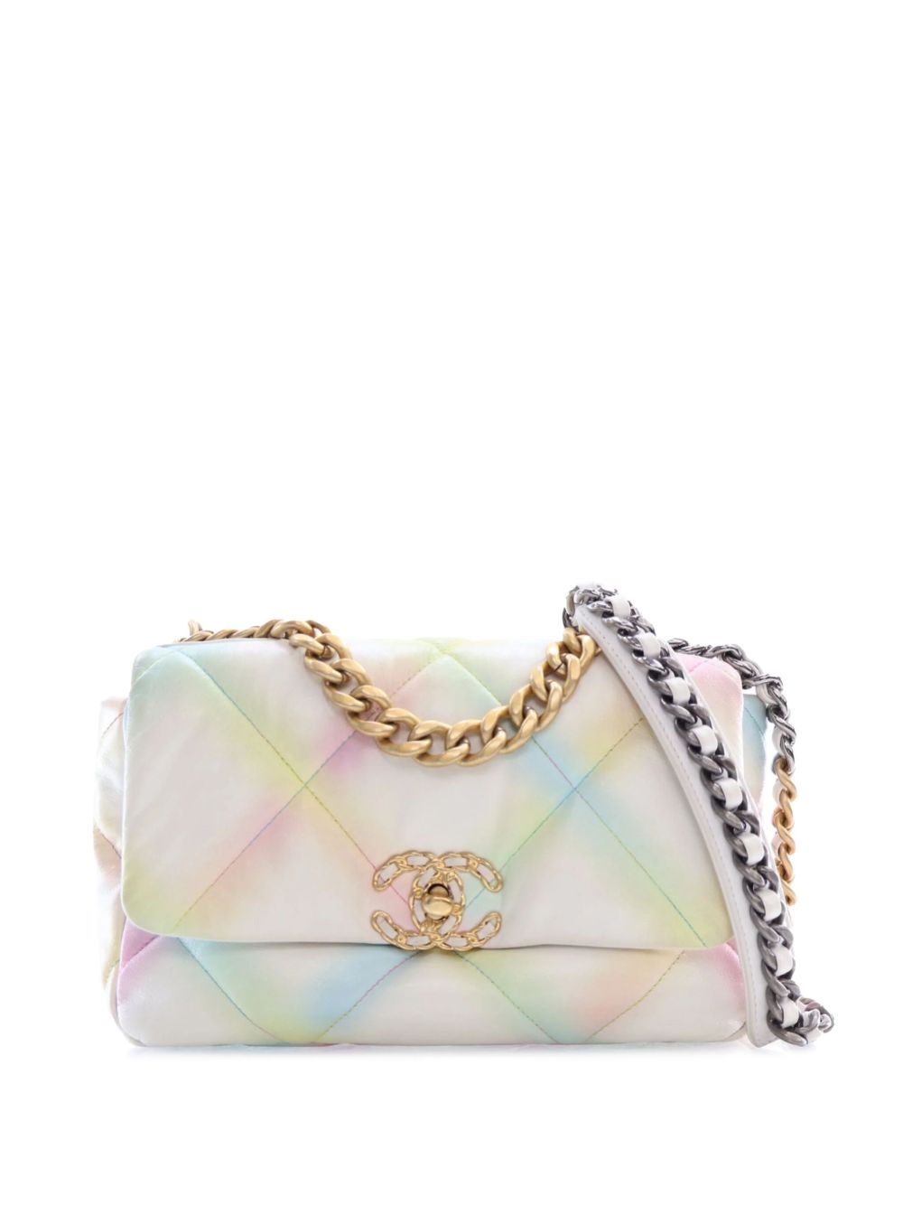 CHANEL Pre-Owned Medium Printed Goatskin 19 Flap 斜挎包（2022年典藏款） - 白色