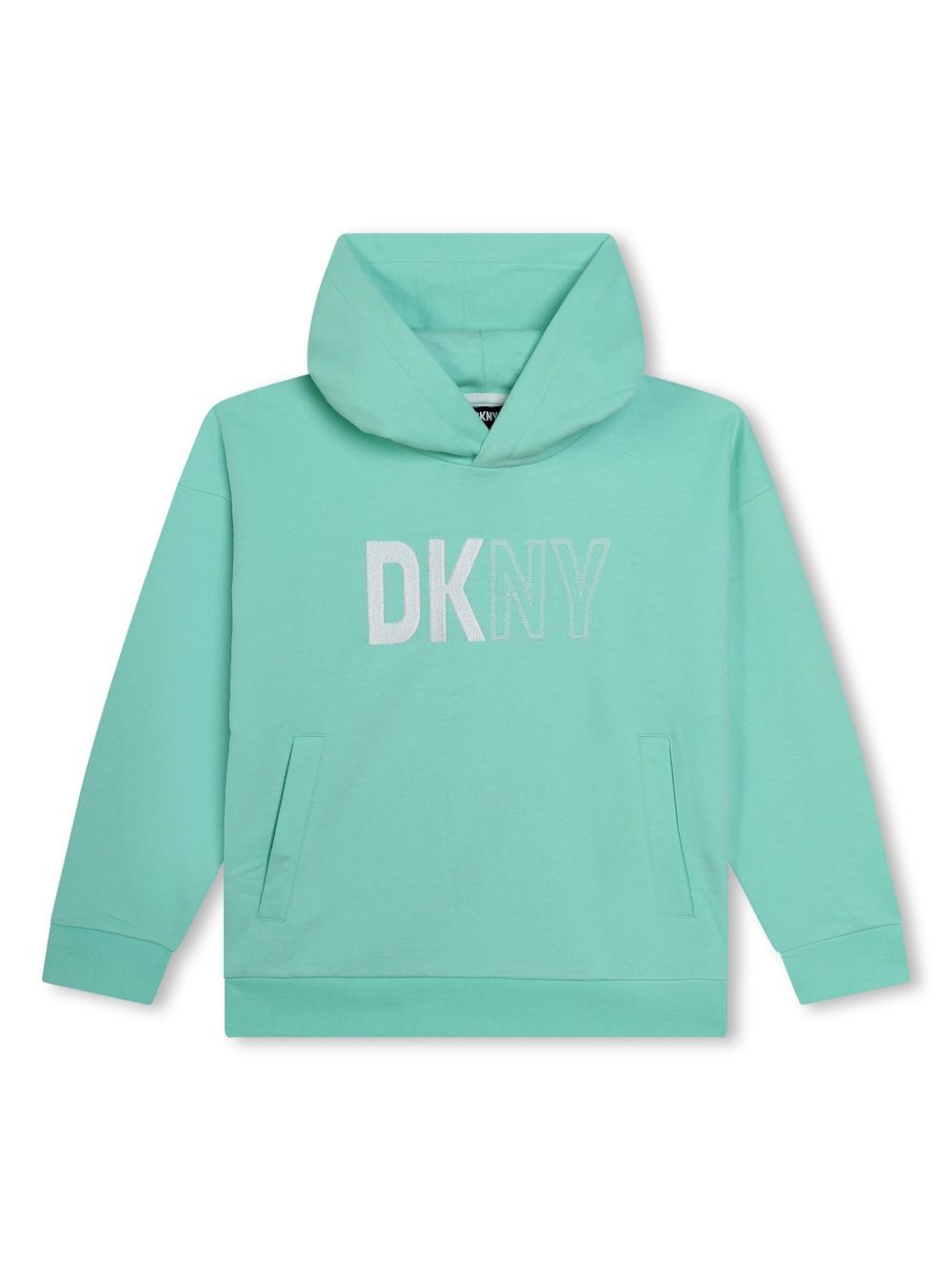 Dkny Kids logo印花平纹针织连帽衫 - 绿色