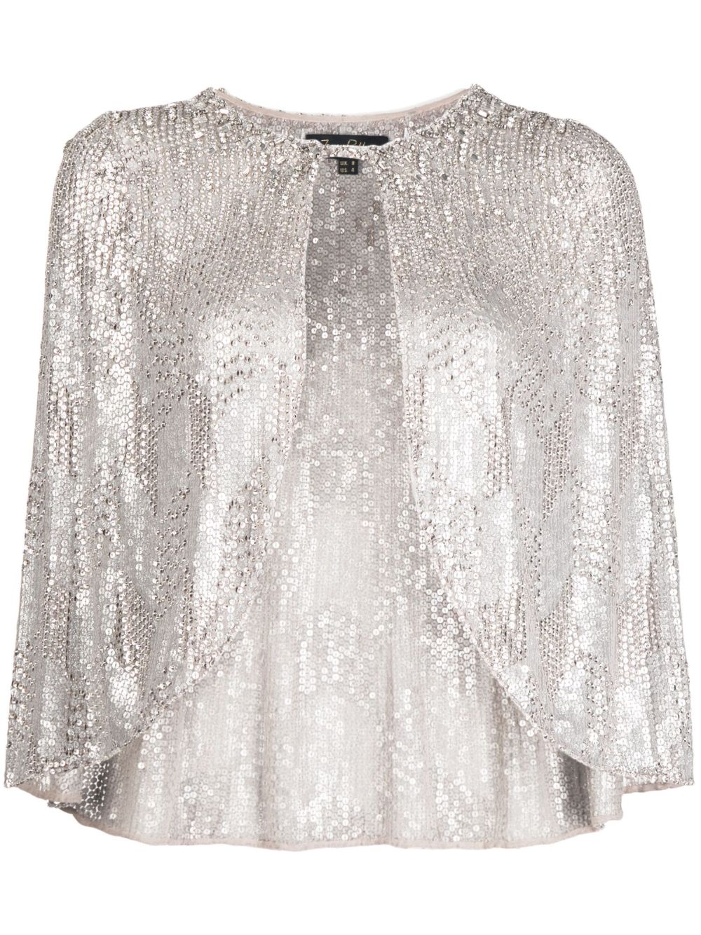 Jenny Packham Mimis 亮片缀饰斗篷 - 银色