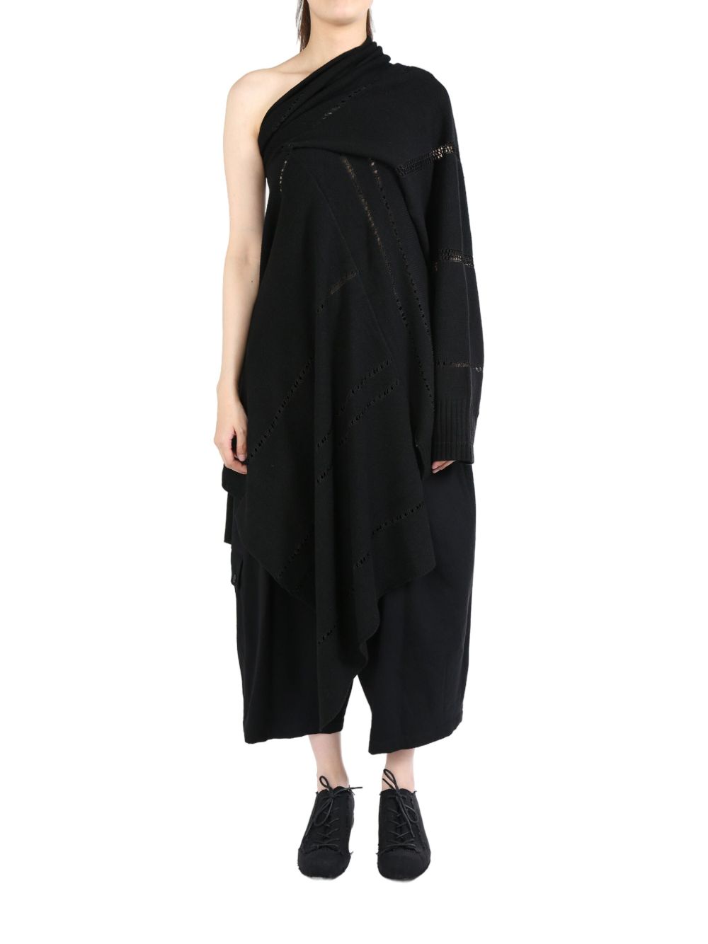 Yohji Yamamoto off-shoulder asymmetric pullover - 黑色