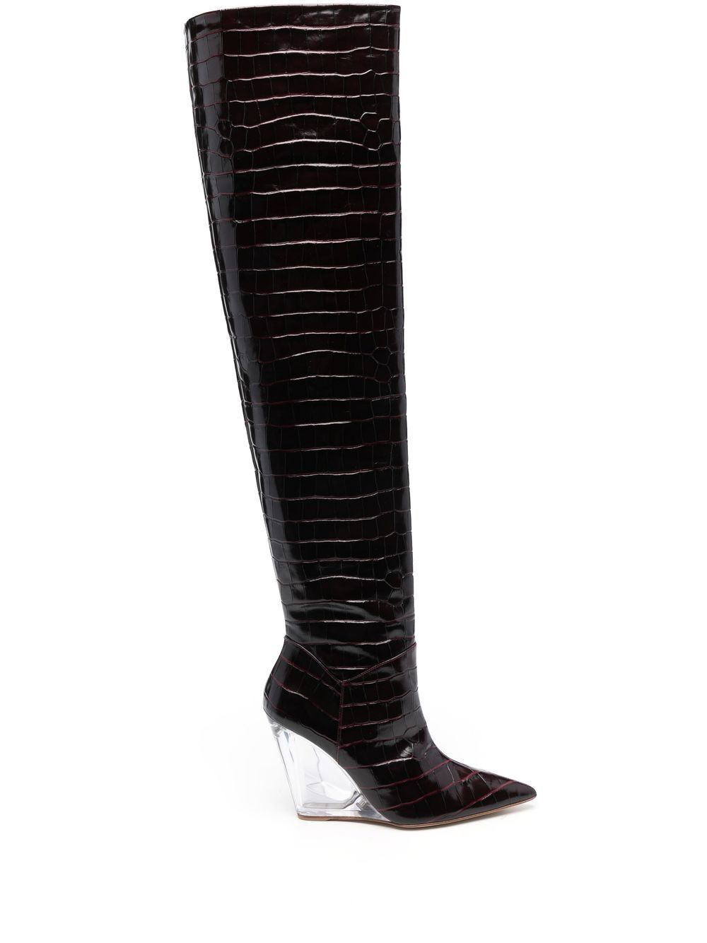 Stuart Weitzman Lucite 高跟过膝靴 - 红色
