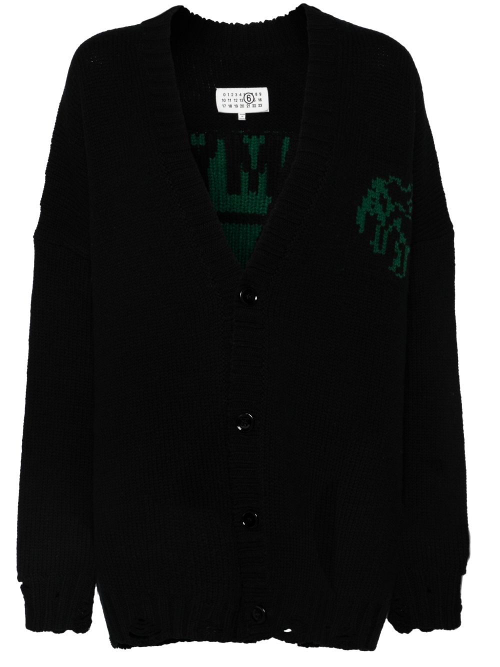 MM6 Maison Margiela 单缝线logo开衫 - 黑色
