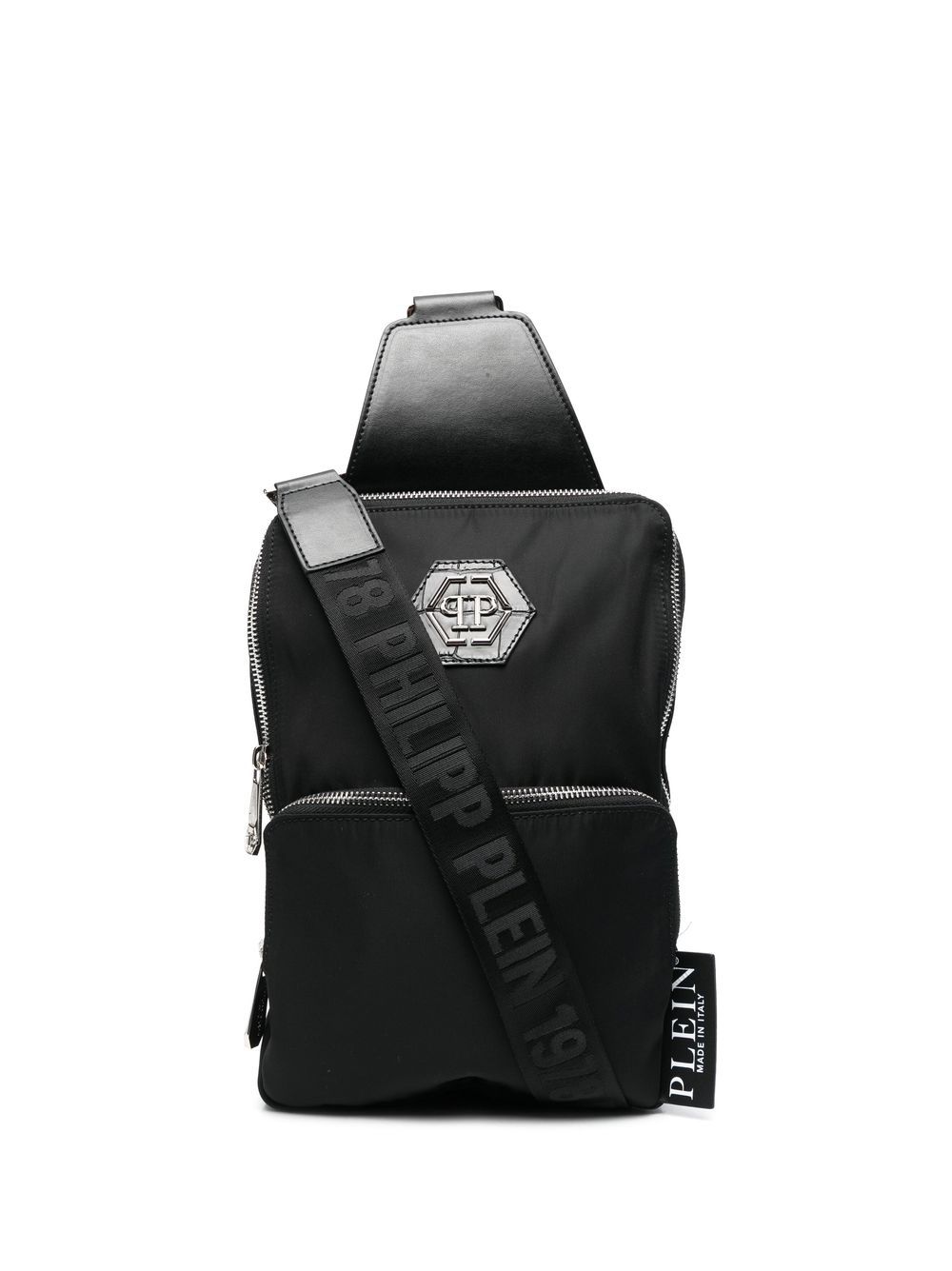 Philipp Plein Hexagon logo标牌单肩包 - 黑色