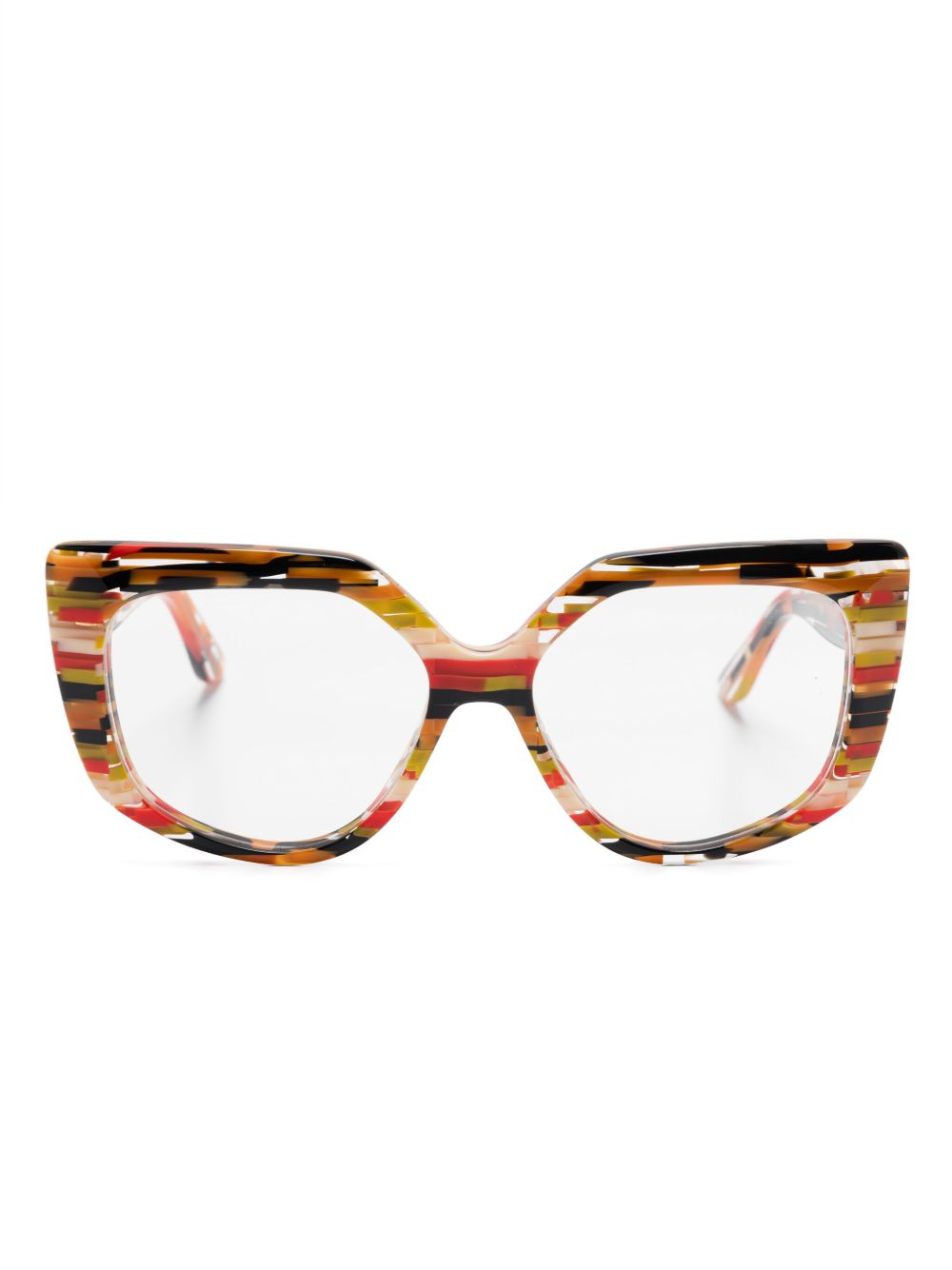 Marni Eyewear 条纹印花眼镜 - 褐色