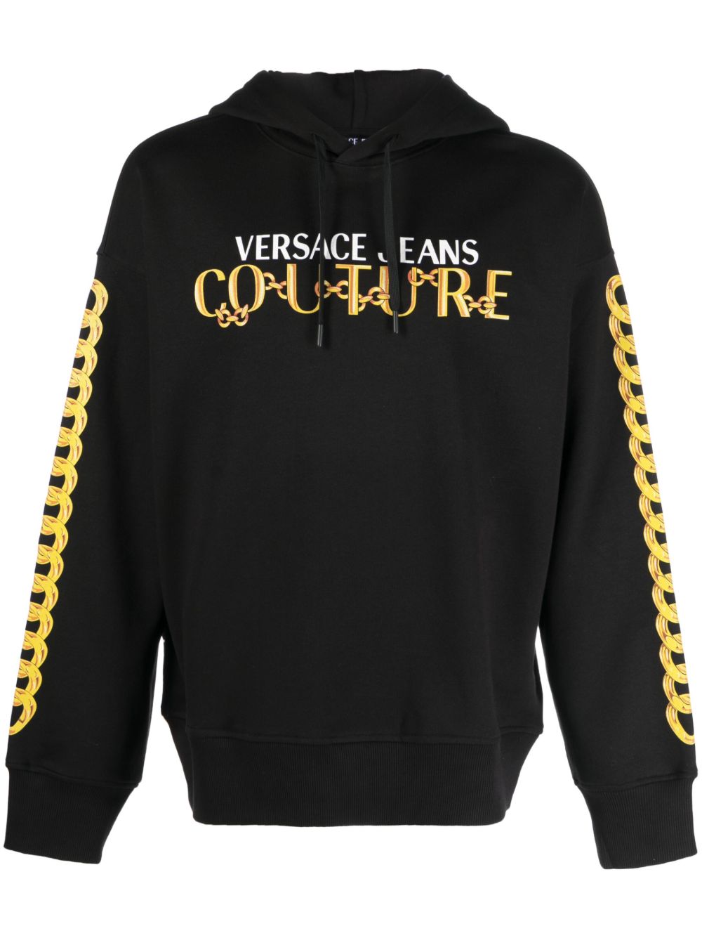 Versace Jeans Couture logo印花棉连帽衫 - 黑色