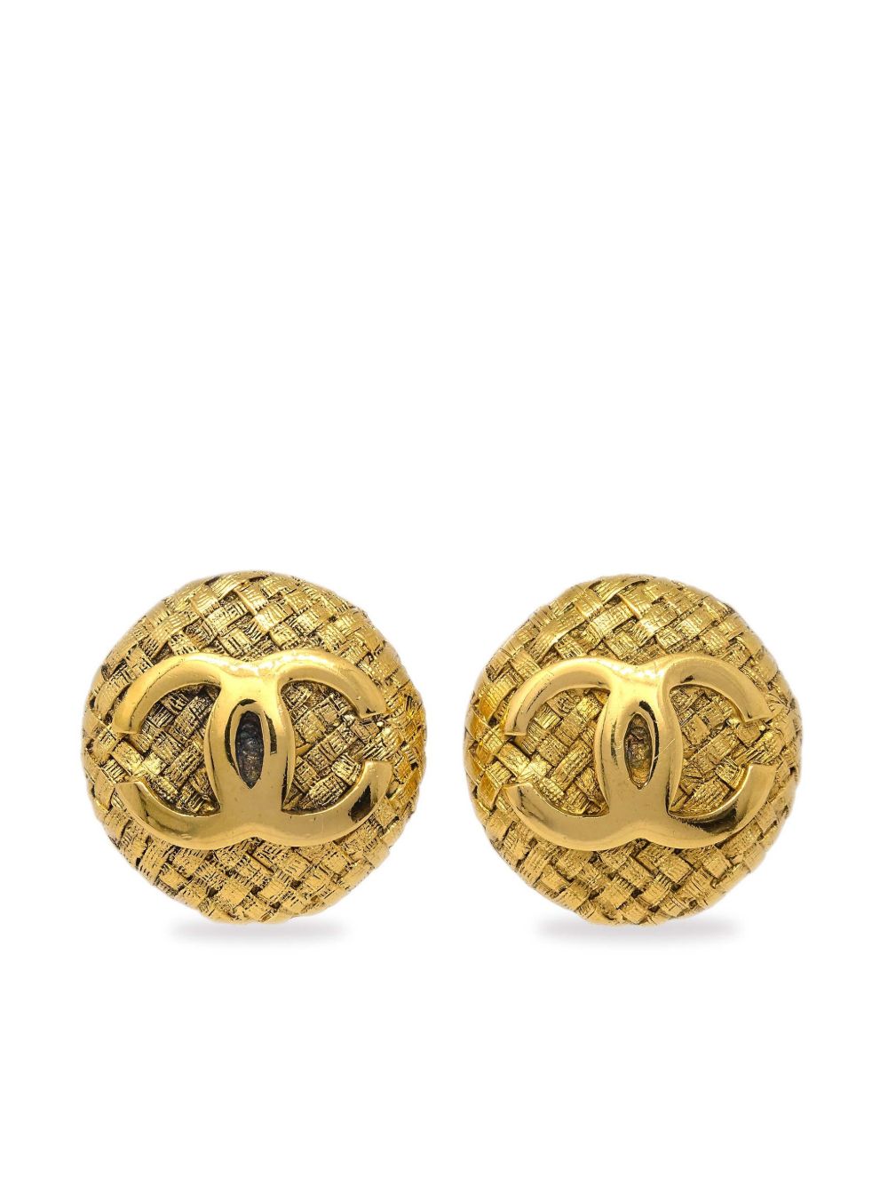 CHANEL Pre-Owned CC 纽扣形夹扣式耳环（1994年典藏款） - 金色