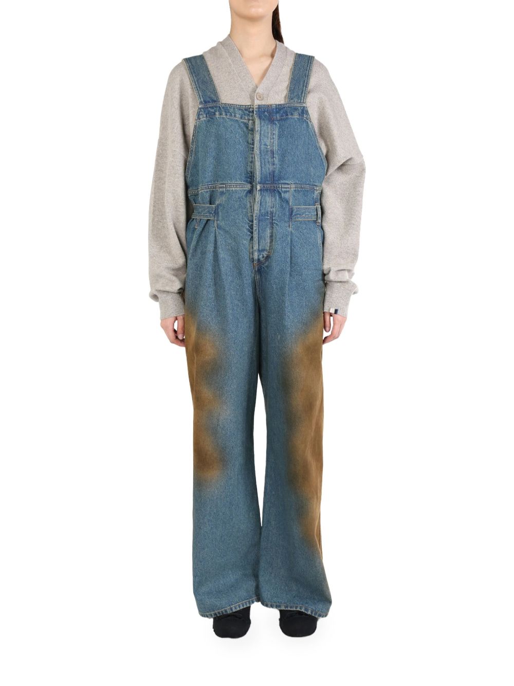 Uma Wang abstract-pattern print dungarees - 蓝色