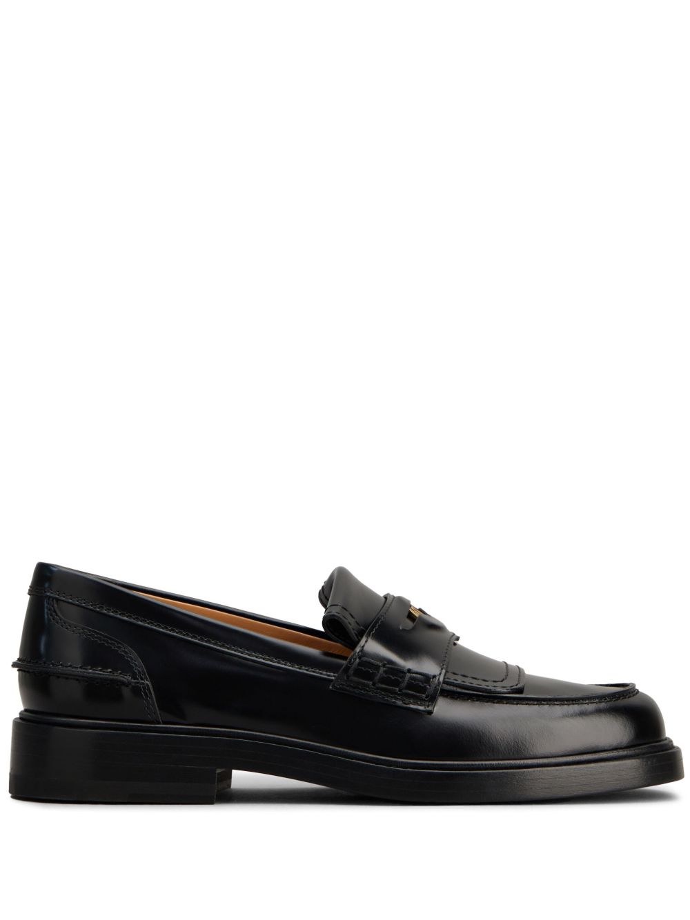 Tod's logo标牌皮质乐福鞋 - 黑色