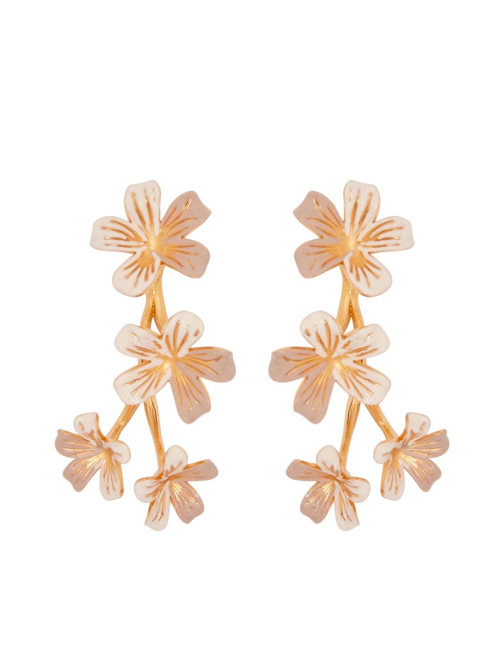 Oscar de la Renta Flower Branch 夹扣式耳环 - 金色